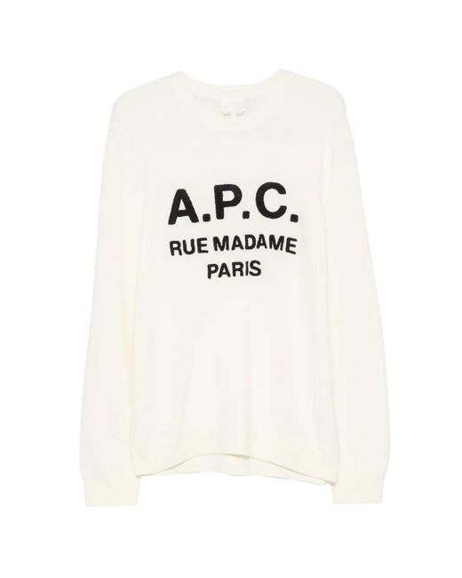 A.P.C. White Maurice Logo-Embroidered Sweater for men