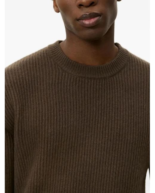 Les Deux Green Ribbed Crew-Neck Jumper for men