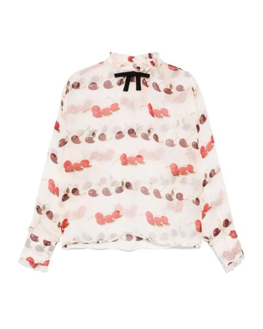 N°21 Pink Cherry-Print Blouse