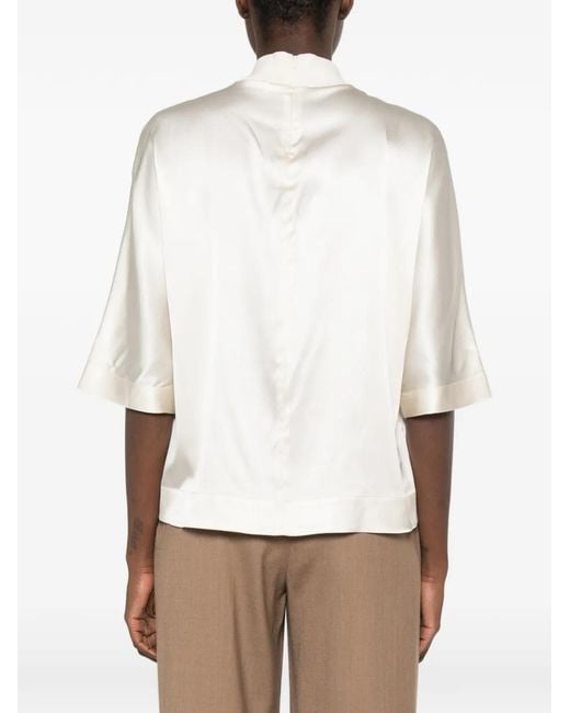 Peserico White High-Neck Short-Sleeve Top