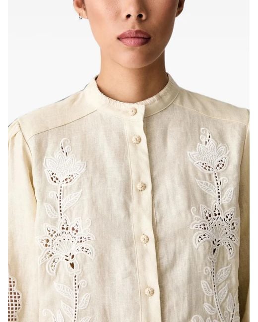 Farm Rio White Fringed Broderie-Anglaise Shirt