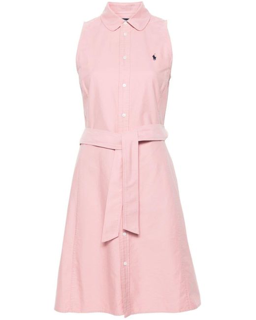 Polo Ralph Lauren Polo-pony Shirt Mini Dress in het Pink
