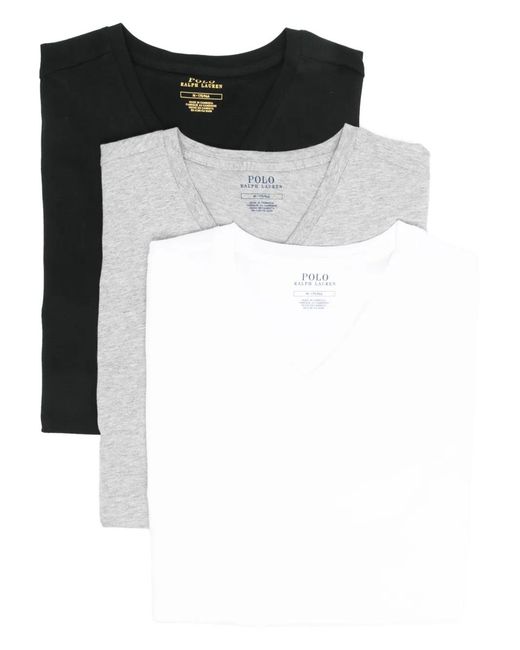 Polo Ralph Lauren Black V-Neck T-Shirt (Pack Of Three) for men