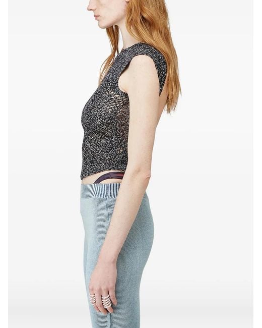 Isa Boulder Blue Open-Back Knitted Tank Top