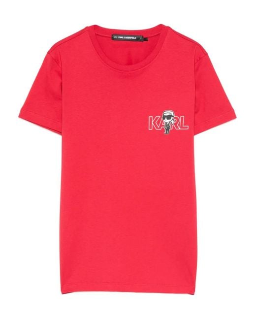 Karl Lagerfeld Red Logo-Print T-Shirt