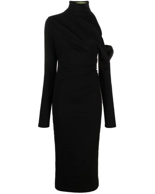 GAUGE81 Teresa Asymmetrische Midi-jurk in het Black