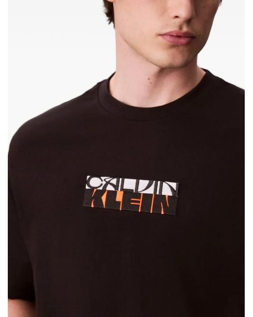 Camiseta con logo estampado Calvin Klein de hombre de color Black