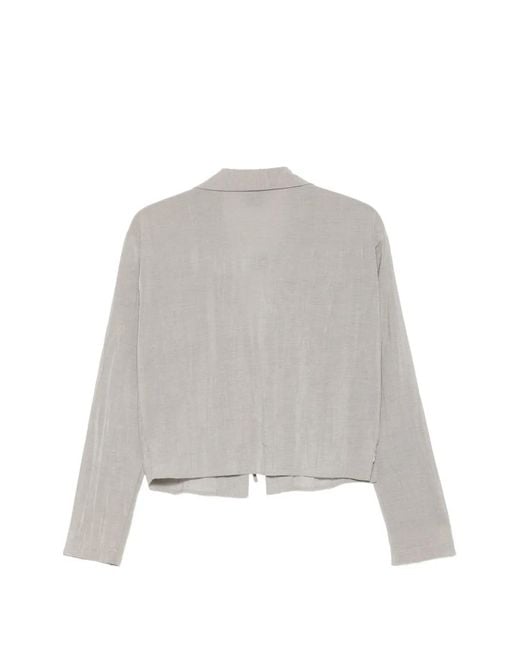Alysi Gray Crinkle-Tie Blouse