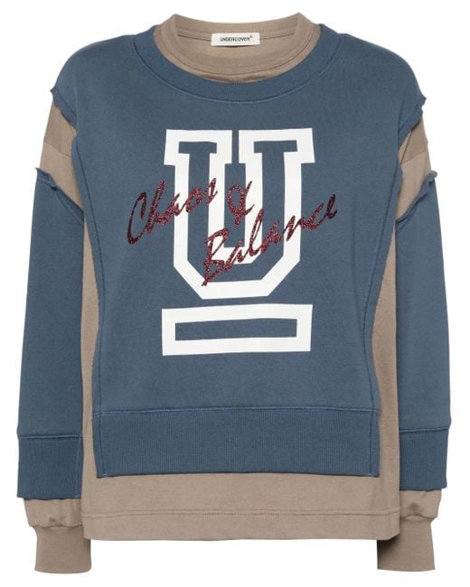 Undercover Gray Contrast-Panel Cotton Sweatshirt