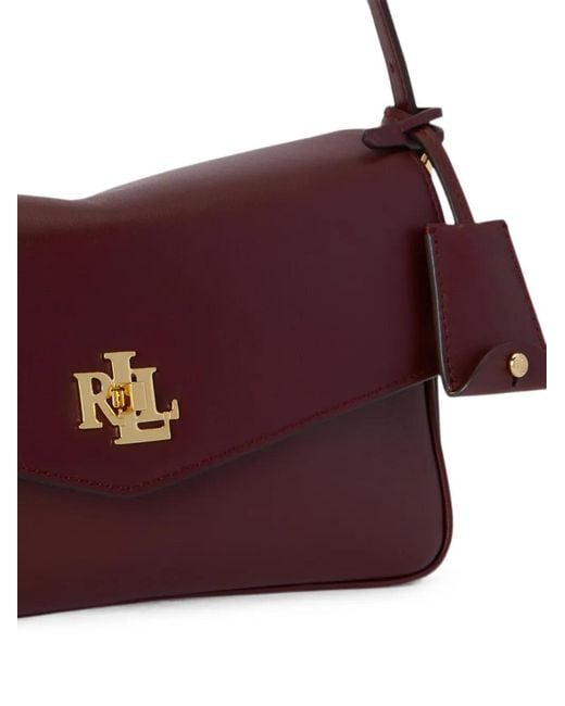 Ralph Lauren Red Logo-Plaque Leather Shoulder Bag