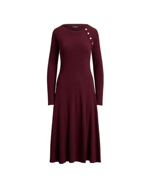 Ralph Lauren Purple Ribbed Midi Dress