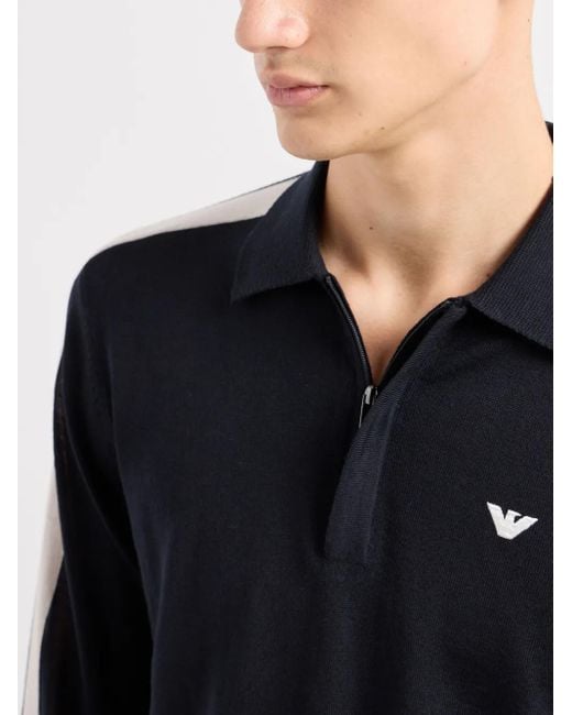 メンズ Emporio Armani ロゴ ポロセーター Blue