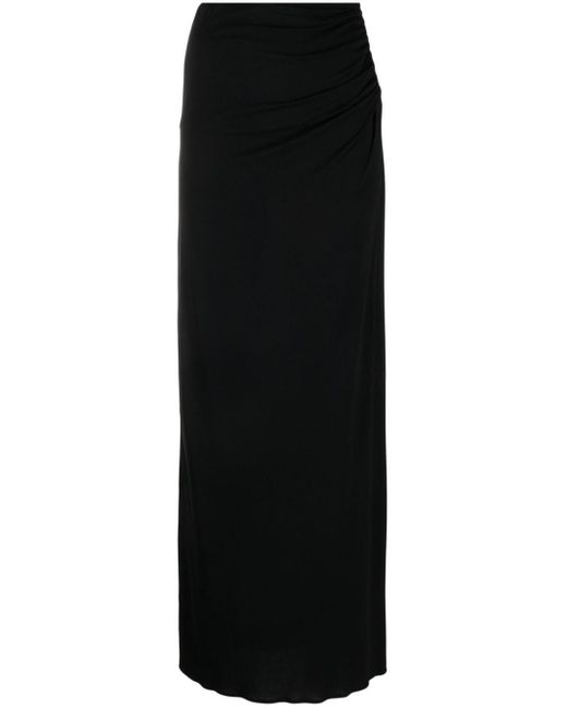 Magda Butrym Black Plunge-detail Gathered Maxi Skirt