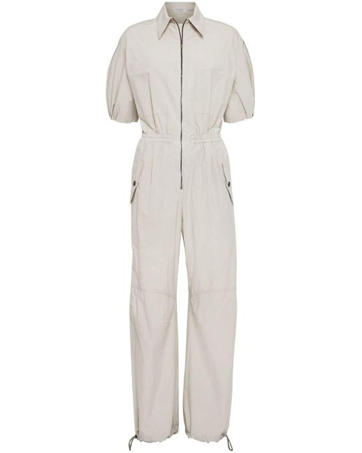 Brunello Cucinelli White Wide-leg Cotton Jumpsuit