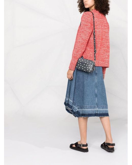 red melange knit cardigan