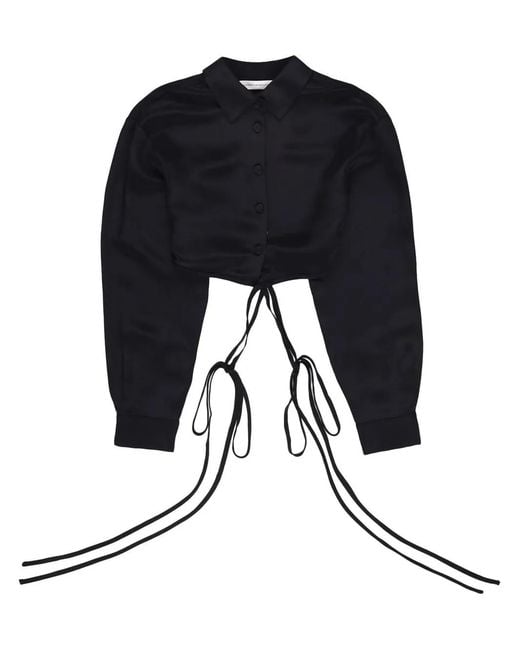 Christopher Esber Blue Tie-Fastening Silk Shirt