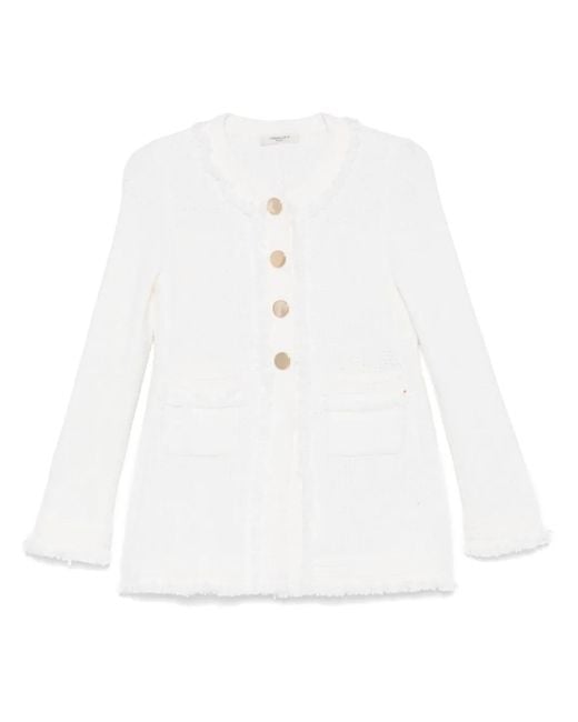 Charlott White Cardigan Mit Fransen