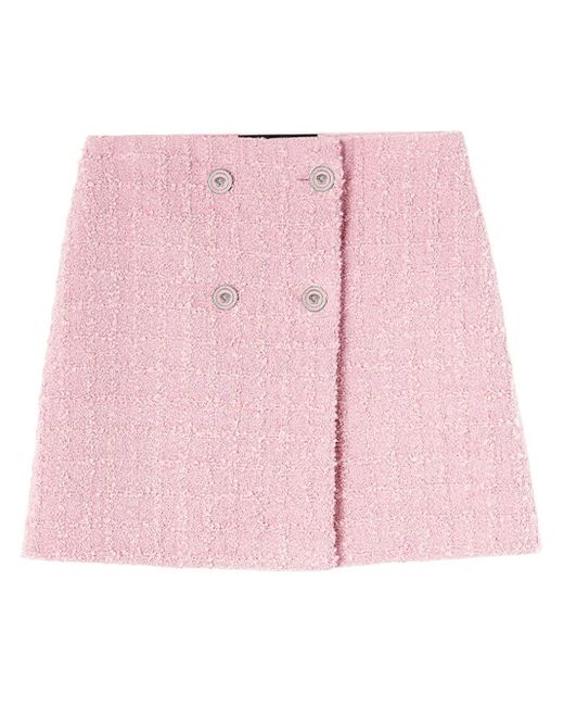Versace Pink Tweed-Rock mit hohem Bund