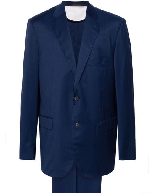 Corneliani Blue Herringbone Single-breasted Suit for men