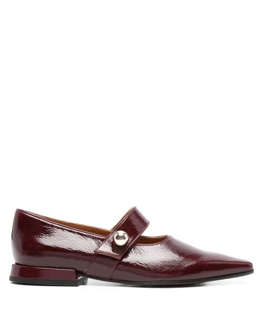 Chie Mihara Brown Garne Pointed-Toe Ballet Flats