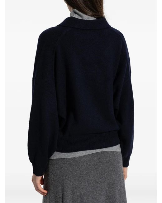 Lisa Yang Blue Etta Buttoned Knitted Top