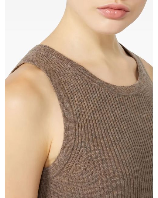 Max Mara Brown Ribbed Round-Neck Top