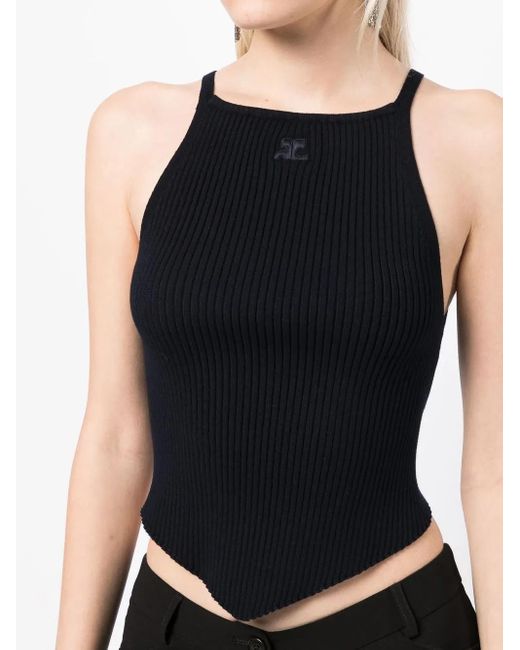 Courreges Blue Pointy Rib-Knit Tank Top
