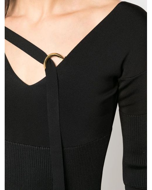 Ferragamo Black V-Neck Knitted Bodysuit