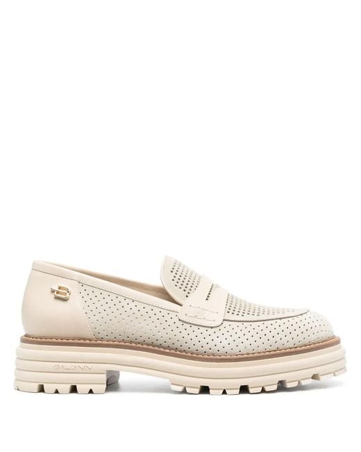 Baldinini Natural Bead-Detail Suede Loafers