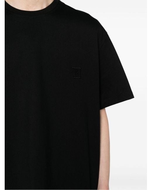 Wooyoungmi Black Logo-embroidered Cotton T-shirt for men
