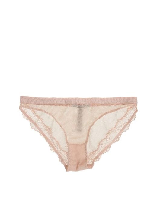 Stella McCartney Natural Lace-Trim Mesh Briefs