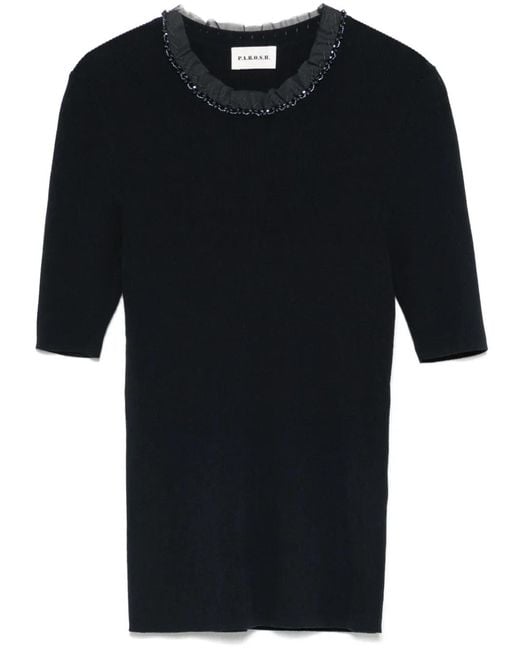 P.A.R.O.S.H. Black Ribbed T-Shirt