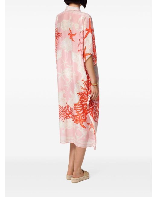 Versace Red Barocco Sea Shirt Cover-up