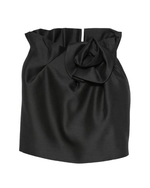 Magda Butrym Black Flower-Detail Mini Skirt