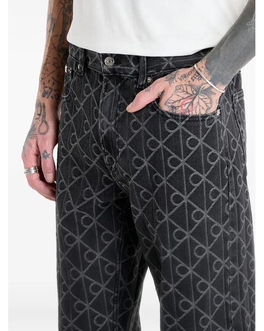 Calvin Klein Black Buttoned Patterned Jeans for men