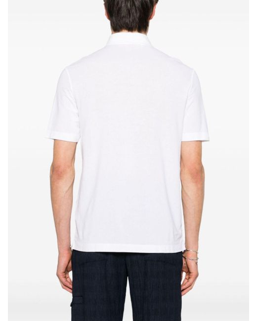 Drumohr White Jersey Cotton Polo Shirt for men