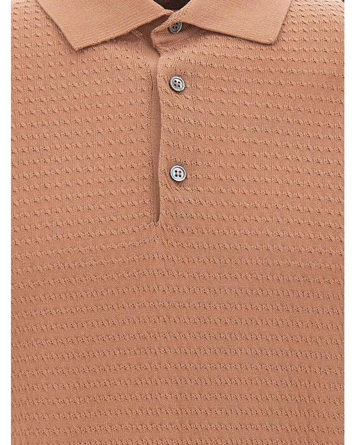 FILIPPO DE LAURENTIIS White Micro-Braided Polo Shirt for men