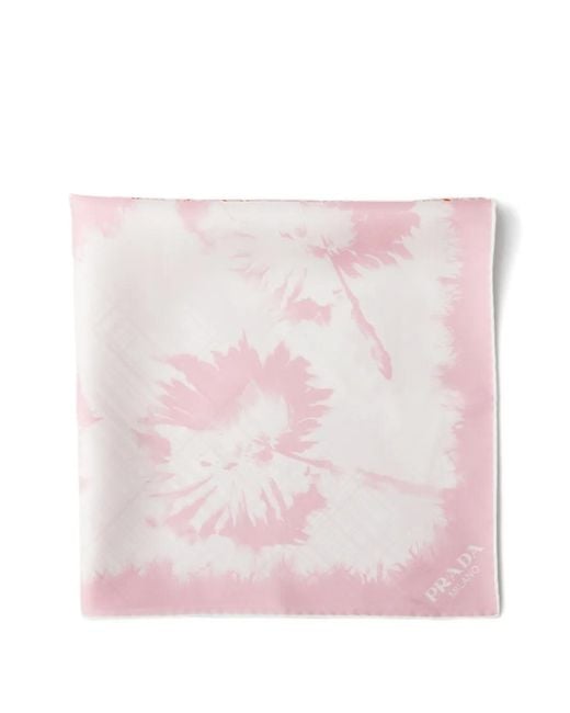 Prada Pink Printed Silk Twill Scarf
