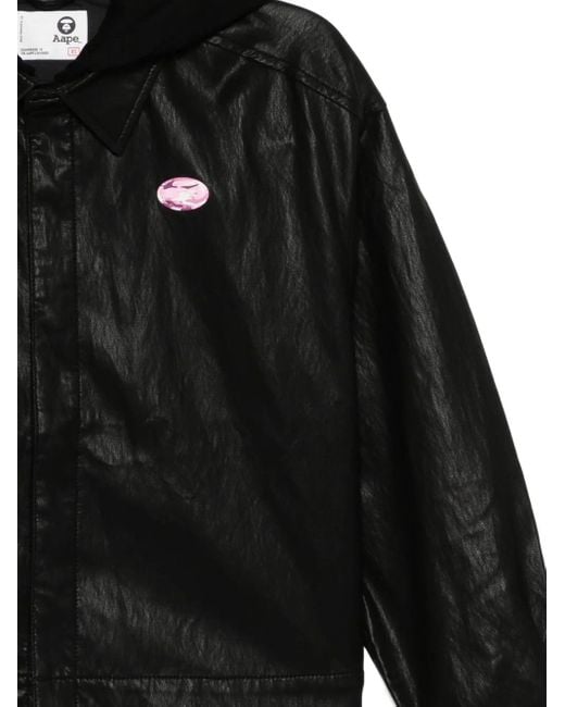 Aape By A Bathing Ape Black Logo-Patched Jacket