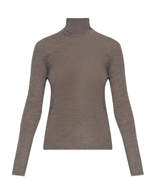 Lisa Yang Gray Carolyn Turtleneck Long-Sleeve Top