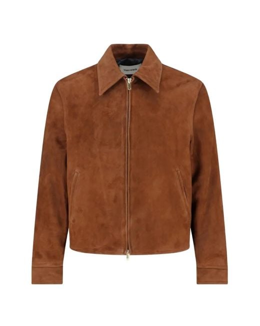 TONYWACK Brown Suede Zip Jacket for men