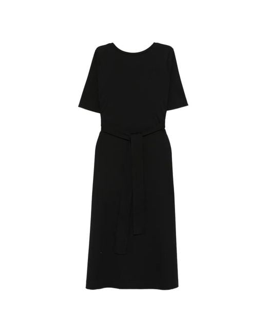 Psophia Black Belted Midi Dress