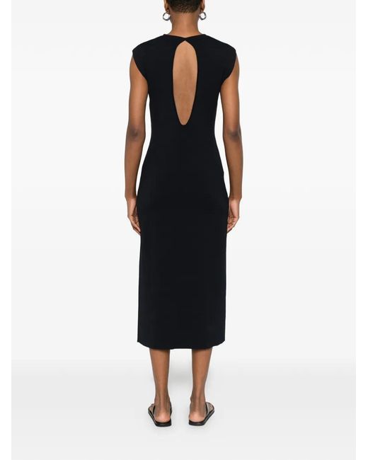 P.A.R.O.S.H. Black Cut-Out-Detail Midi Dress