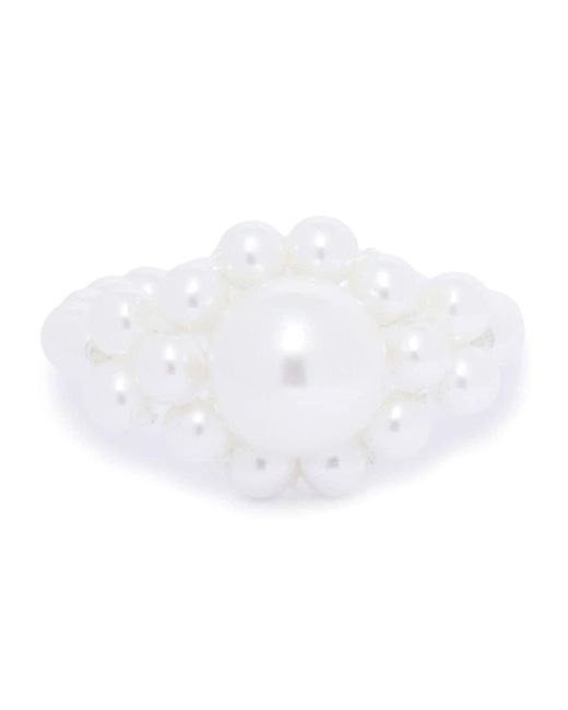 Anillo con cuentas y perlas artificiales Simone Rocha de color White