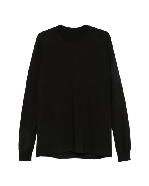 Rick Owens Black T-Shirt À Manches Longues Et Col Rond En Coton for men