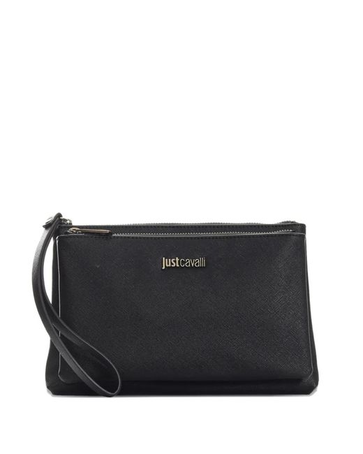 Just Cavalli Black Logo-Detail Clutch Bag for men