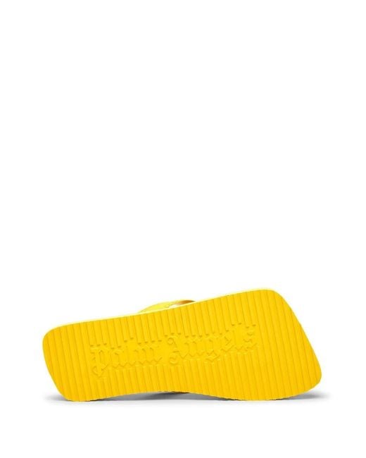 Palm Angels Yellow Logo-Print Flip Flops for men