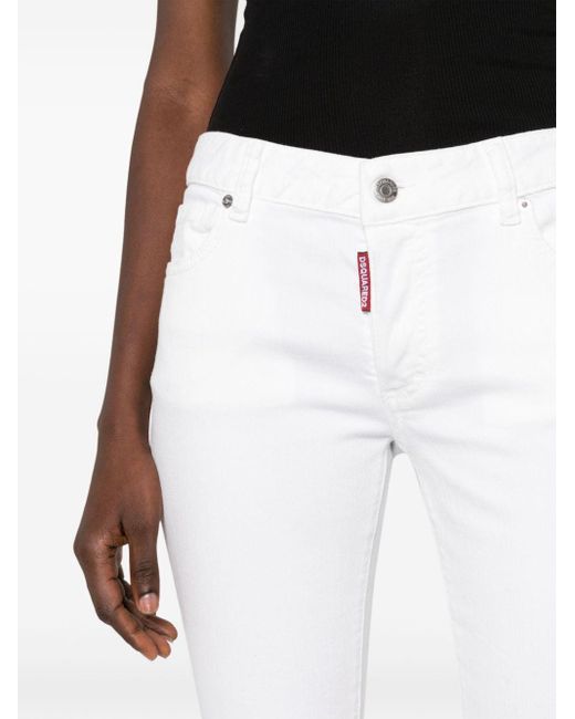 DSquared² Mid Waist Flared Jeans in het White