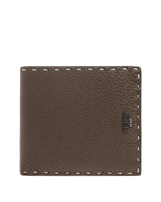Fendi Brown Selleria Leather Wallet for men