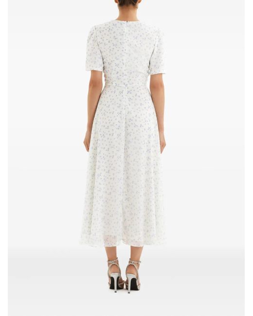POST MERIDIEM White Short-Sleeve Floral Midi Dress